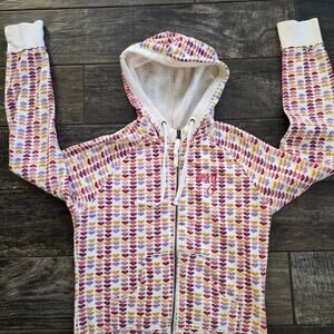 Roxy Multicolor Heart Zip Up Jacket Medium